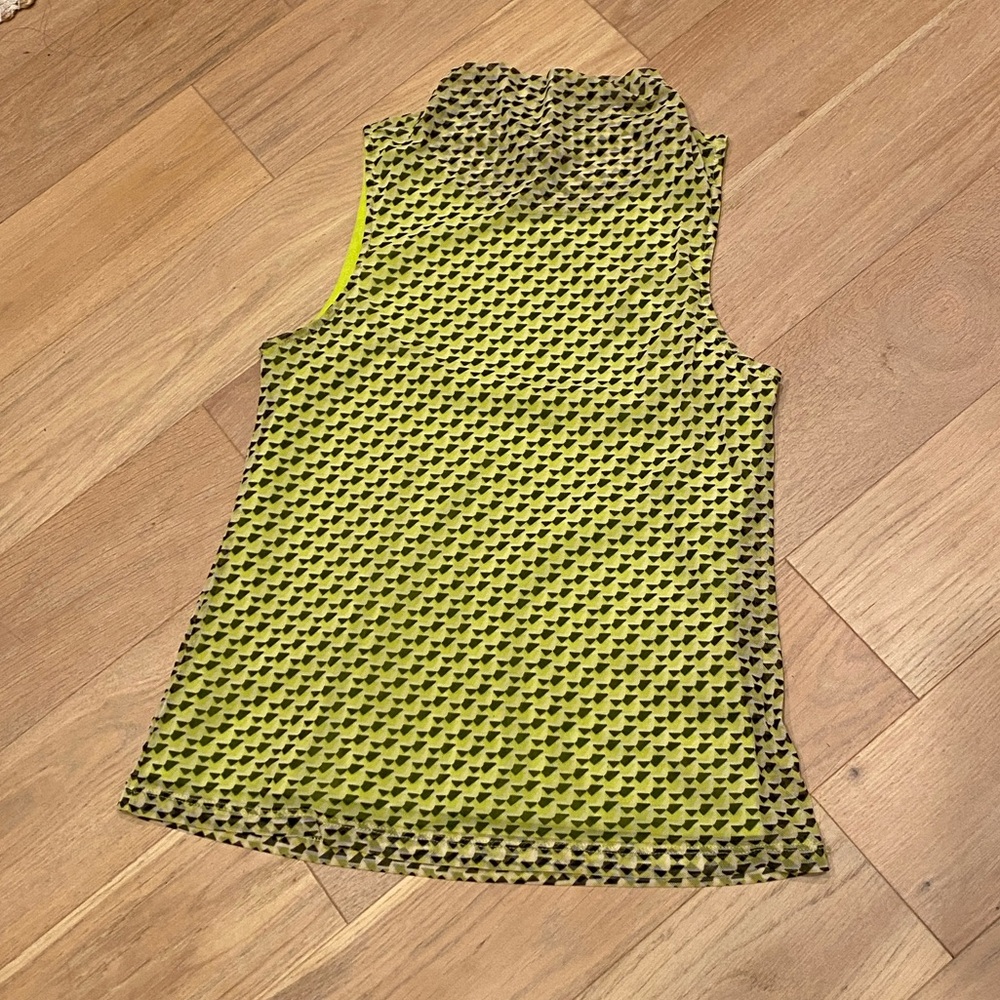 Halogen Geometric Yellow and Black Mockneck Top